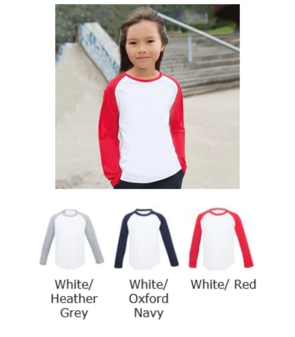 SF SM271 Kid's Long Sleeved Baseball Tee